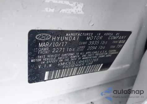 2017 Hyundai Ioniq Hybrid Blue z USA, uszkodzony, nr VIN KMHC65LC4HU031265